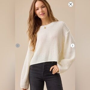 Altar’d State Makayla Waffle Cropped Sweater in Ivory Size S